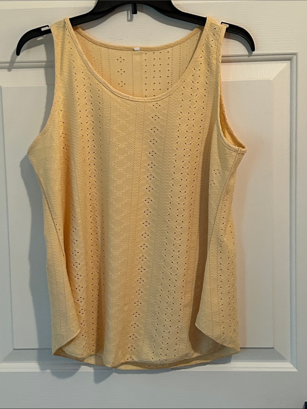 Amazon Women's Light Yellow Eyelet Sleeveless Tank Top